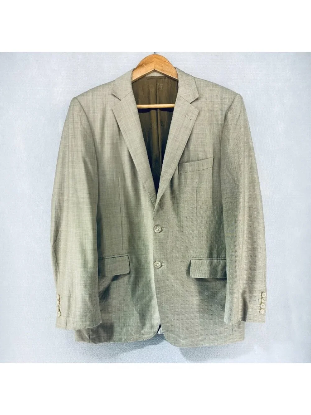 Ermenegildo Zegna Blazer Mens 38R Beige Wool Sport Coat Jacket Bespoke Wedding